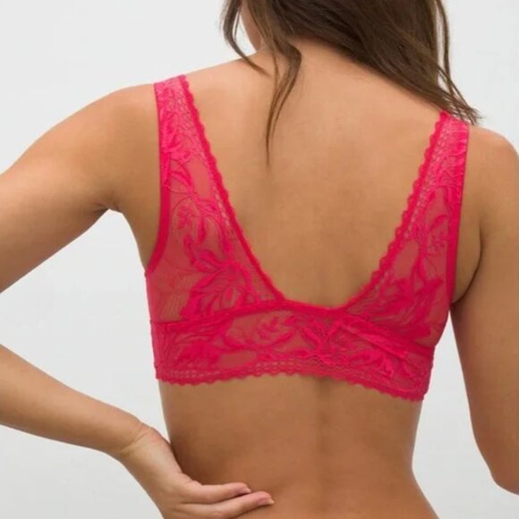 Soma Embraceable Lace Plunge Bralette XL Red Lightweight Unlined - Picture 2 of 12